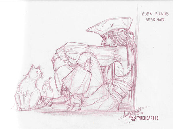 Pirate Nap - Jack Sparrow sketch. Col-Erase Pencil