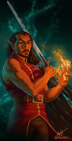 "Ja'ek Banner" - Original Character, Ja'ek Hollow. Banner Painting for art markets/conventions. Digital Painting.