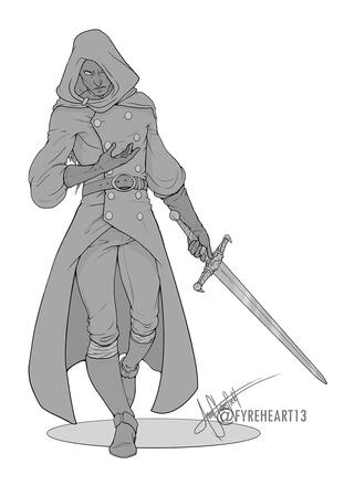 Selnam the Nameless - Digital Line Drawing, Original Character.
