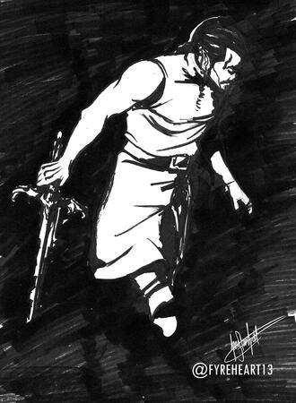 "Hollow" - Original Character, Ja'ek. Ink sketch.