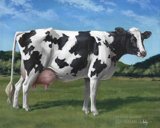 The Damn Cow - Water Soluble Oil on Canvas Panel. 2025. Gift For My Brother.