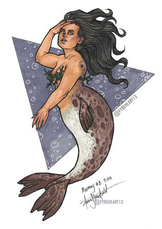 "Seal Mermaid" - Mermay Marker Drawing