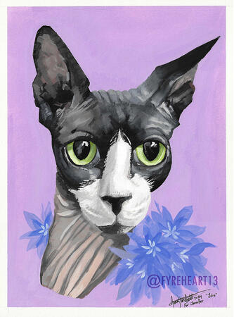"Julio" - Gouache Pet Pet Portrait. Gift for my cousin.